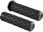 Arlen Ness Diamond Grips Black Rubber, Black Endcap 1" Throttle By Wire Arlen Ness Default Title