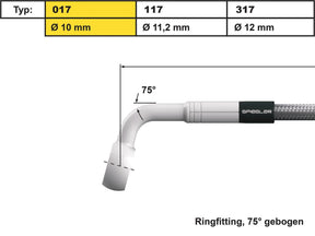 Spiegler 10 Mm, Vario Line Banjo Fitting Type 017, 70° Elbow Stainless Steel Spiegler