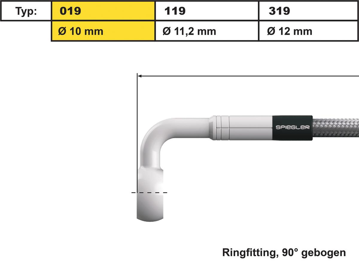 Spiegler 10 Mm, Vario Line Banjo Fitting Type 019, 90° Elbow Stainless Steel Spiegler