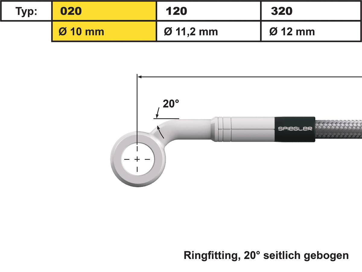 Spiegler 10 Mm, Vario Line Banjo Fitting Type 020, 20°Side Bend, Abs Block Stainless Steel Spiegler