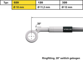 Spiegler 10 Mm, Vario Line Banjo Fitting Type 020, 20°Side Bend, Abs Block Stainless Steel Spiegler