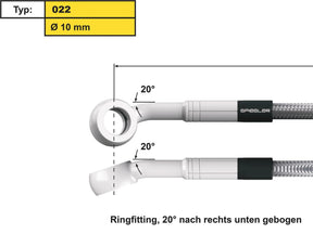 Spiegler 10 Mm, Vario Line Banjo Fitting Type 022, 20° Right Side Bend, 20° Down Elbow, Abs Block Stainless Steel Spiegler