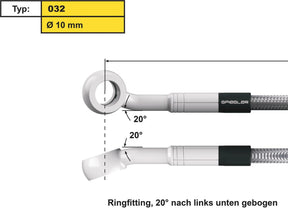 Spiegler 10 Mm, Vario Line Banjo Fitting Type 032, 20° Left Side Bend, 20° Down Elbow, Abs Block Stainless Steel Spiegler
