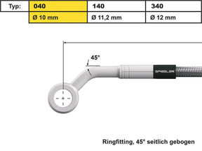 Spiegler 10 Mm, Vario Line Banjo Fitting Type 040, 40° Side Bend, Abs Block Stainless Steel Spiegler