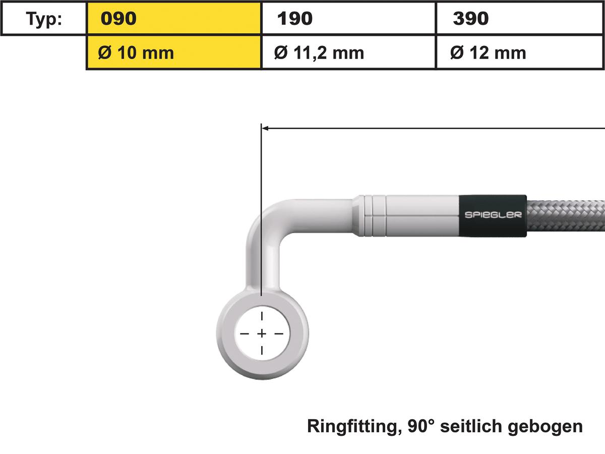 Spiegler 10 Mm, Vario Line Banjo Fitting Type 090, 90° Side Bend, Abs Block Stainless Steel Spiegler