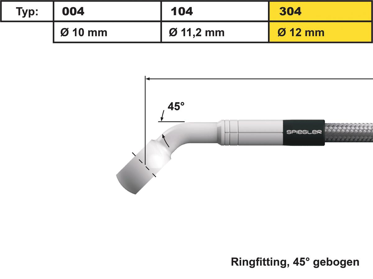 Spiegler 12 Mm, Vario Line Banjo Fitting Type 304, 45° Elbow Stainless Steel Spiegler