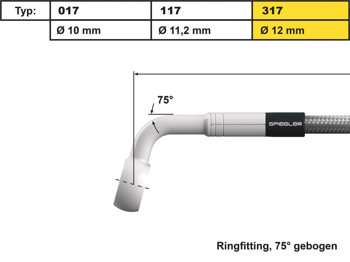 Spiegler 12 Mm, Vario Line Banjo Fitting Type 317, 70° Elbow Stainless Steel Spiegler