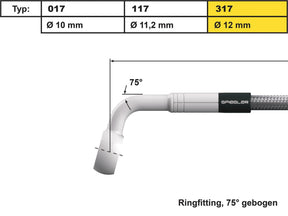 Spiegler 12 Mm, Vario Line Banjo Fitting Type 317, 70° Elbow Stainless Steel Spiegler