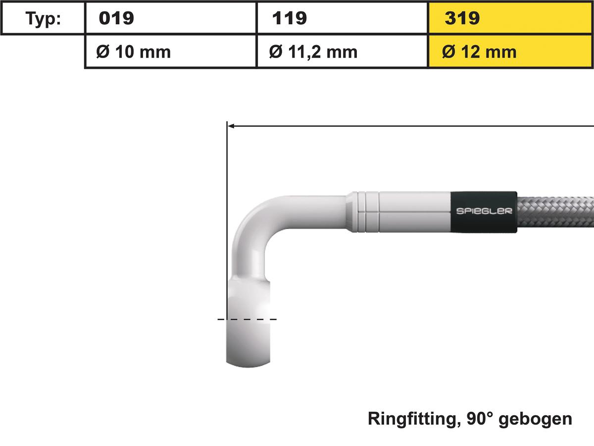Spiegler 12 Mm, Vario Line Banjo Fitting Type 319, 90° Elbow Stainless Steel Spiegler