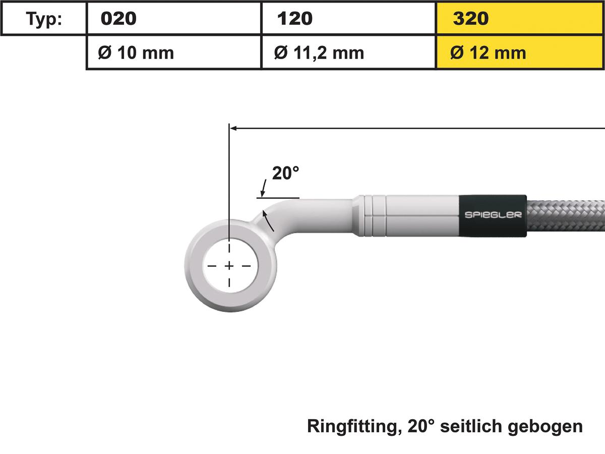 Spiegler 12 Mm, Vario Line Banjo Fitting Type 320, 20° Side Bend, Abs Block Stainless Steel Spiegler