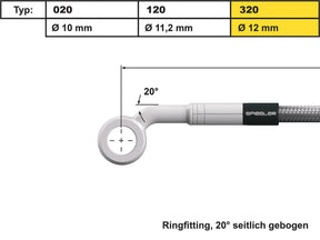 Spiegler 12 Mm, Vario Line Banjo Fitting Type 320, 20° Side Bend, Abs Block Stainless Steel Spiegler