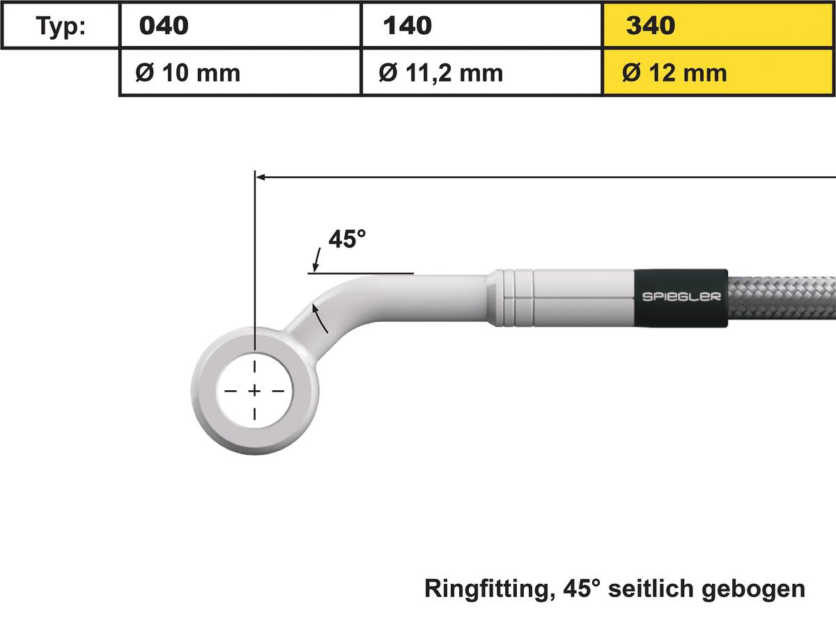 Spiegler 12 Mm, Vario Line Banjo Fitting Type 340, 45° Side Bend, Abs Block Stainless Steel Spiegler