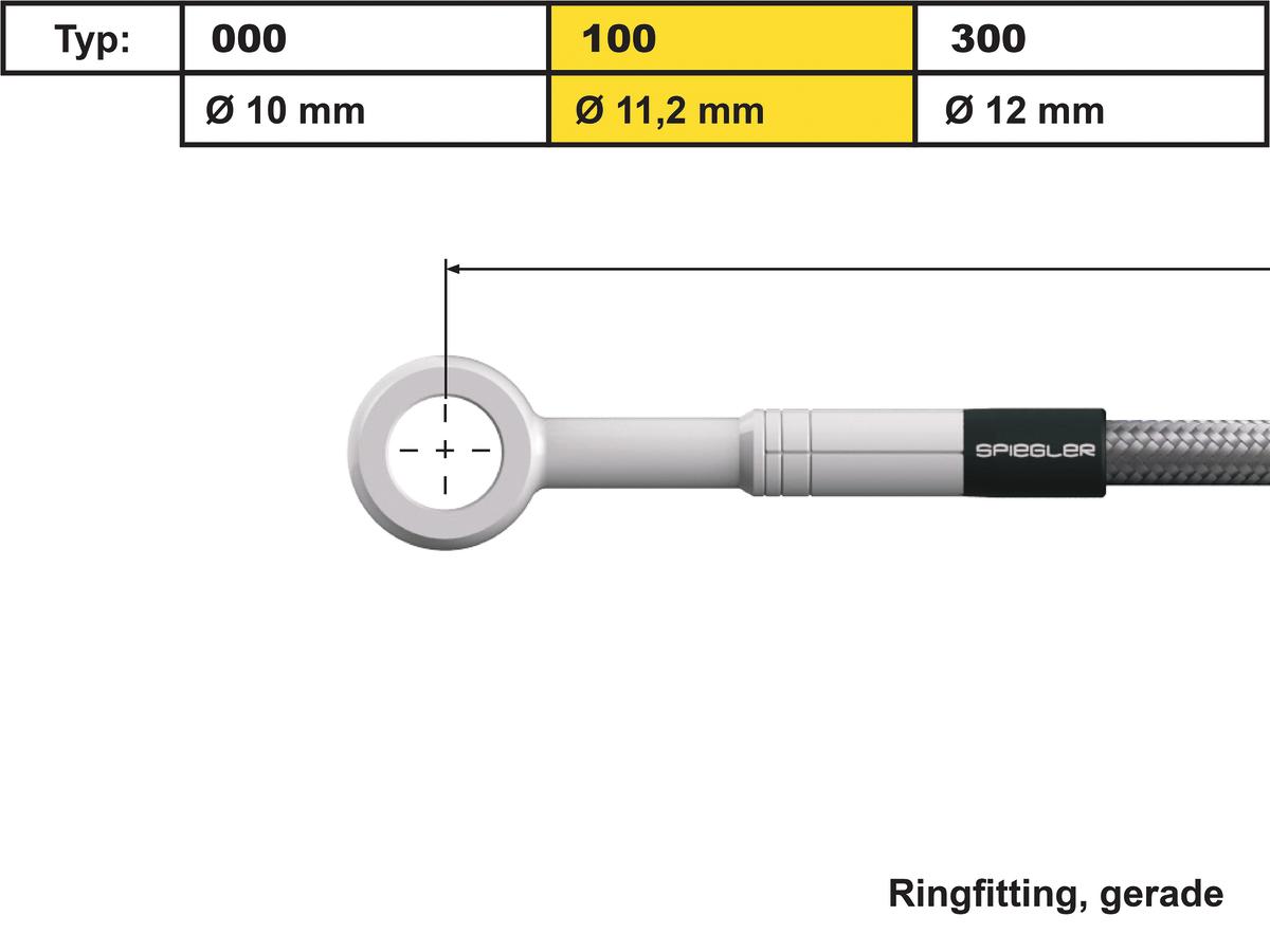 Spiegler 11 Mm, Vario Line Banjo Fitting Type 100, Straight Stainless Steel Spiegler