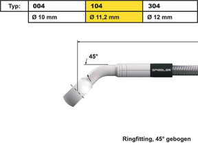 Spiegler 11 Mm, Vario Line Banjo Fitting Type 104, 45° Elbow Stainless Steel Spiegler
