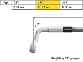 Spiegler 11 Mm, Vario Line Banjo Fitting Type 117, 75° Elbow Stainless Steel Spiegler