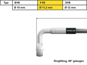 Spiegler 11 Mm, Vario Line Banjo Fitting Type 119, 90° Elbow Stainless Steel Spiegler