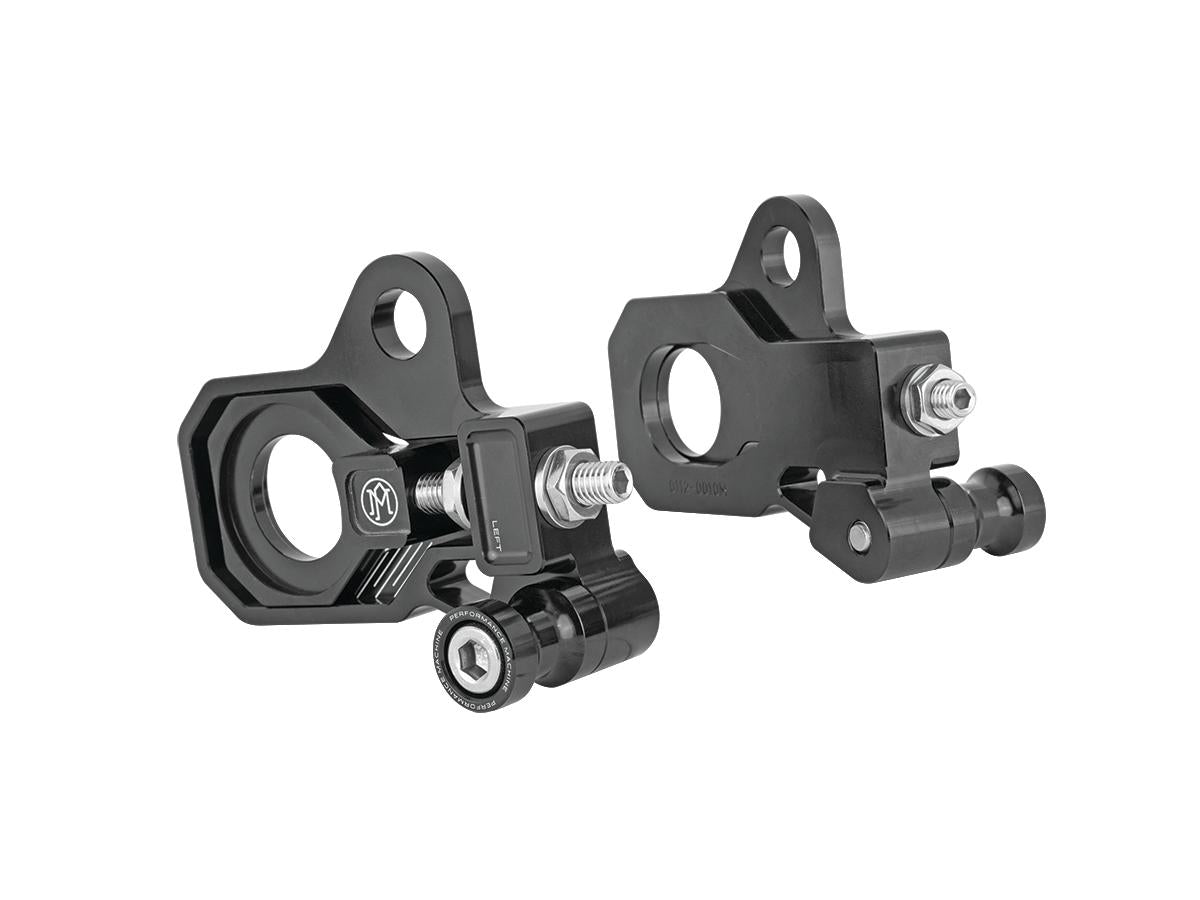 Performance Machine Rear Axle Adjuster Kit For Touring Models Black Performance Machine