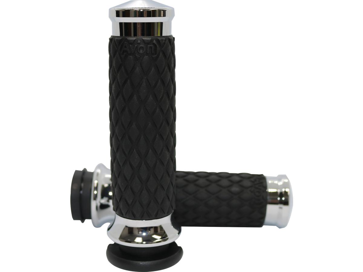 Avon Performance Grips Diamond Contour Grips Chrome 1" Throttle By Wire Avon Performance Grips Default Title