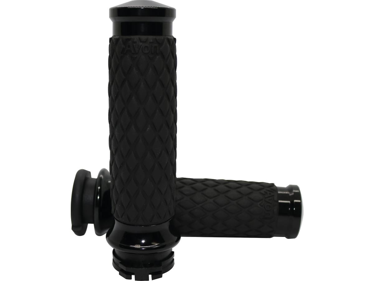 Avon Performance Grips Diamond Contour Grips Black 1" Throttle Cables Avon Grips Default Title
