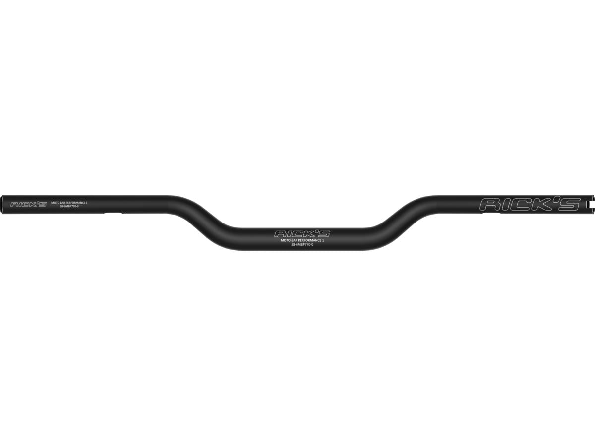 Ricks Motorcycles Tapered From 1 1/4" To 1" Aluminium Handlebar Performance 1 Moto Bar, Total Width Incl. Tbw Sensor: 770 Mm 5 Hole Flat Black Anodized Throttle By Wire Throttle Cables Ricks Motorcycles