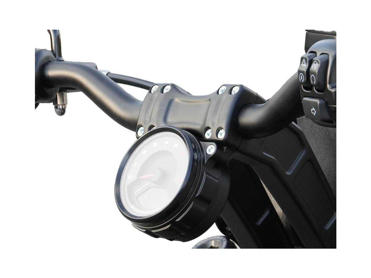 Thunderbike Clubstyle Riser Kit Height: 7", For 1 1/4" Handlebar, Round Instrument Black Satin Thunderbike