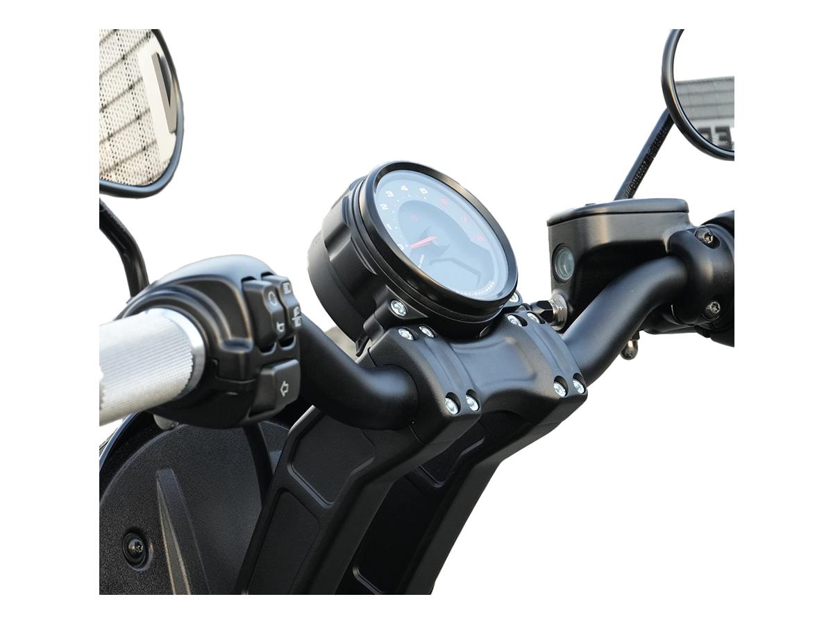 Thunderbike Clubstyle Riser Kit Height: 7", For 1 1/4" Handlebar, Round Instrument Black Satin Thunderbike
