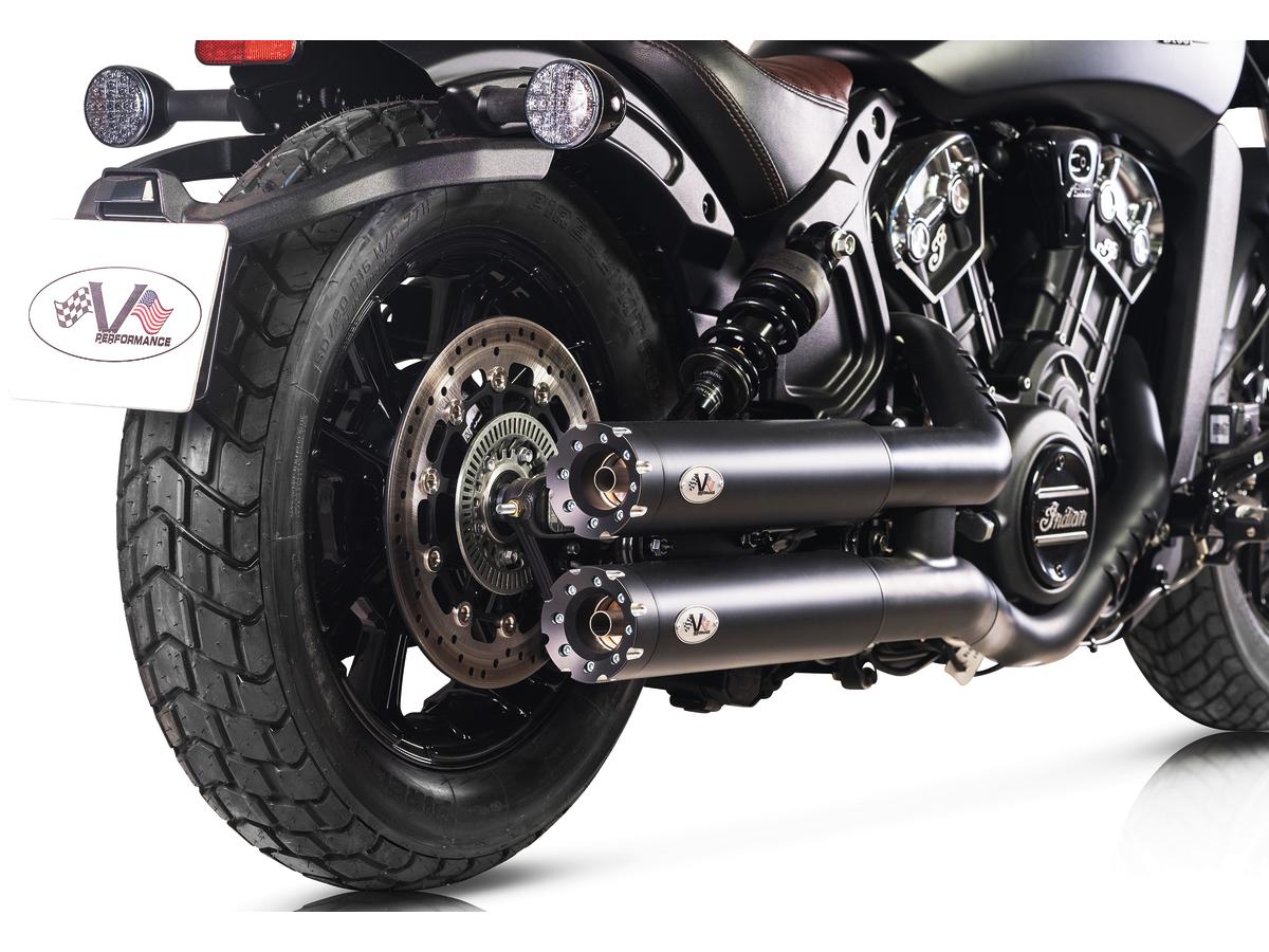 V Performance Double Slip On Muffler Set Endcap Revolver Chrome V Performance