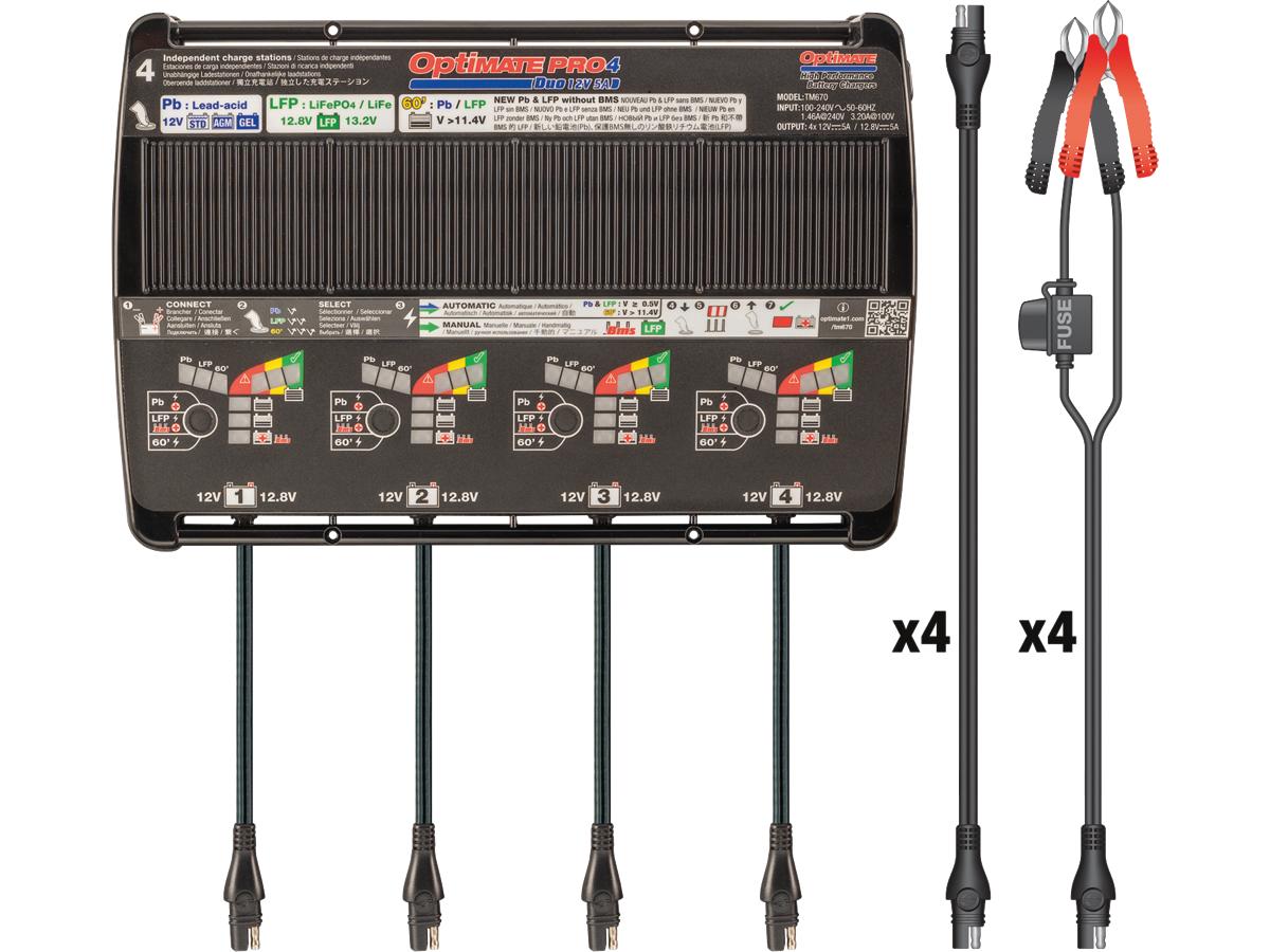 Optimate Pro 4 Duo 12 V 5 A Automatic Diagnostic Battery Charger X 4 Optimate Default Title