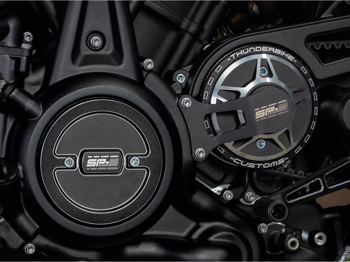 Thunderbike Front Pulley Cover For Sportster S And Nightster Sp S Design Black Cut Thunderbike