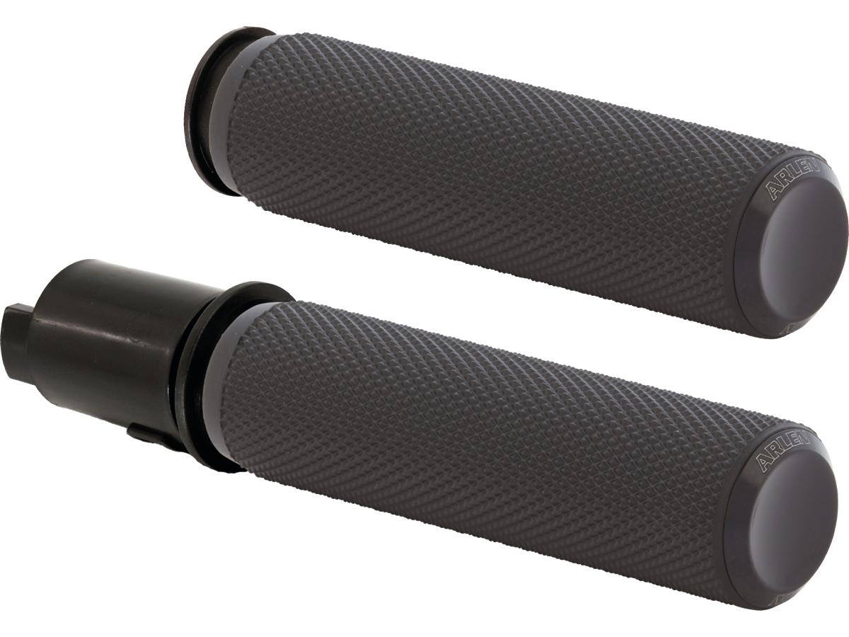 Arlen Ness Knurled Fusion Grips Black Rubber, Black Endcap 1" Throttle By Wire (Switch Housing Sensor) Arlen Ness Default Title