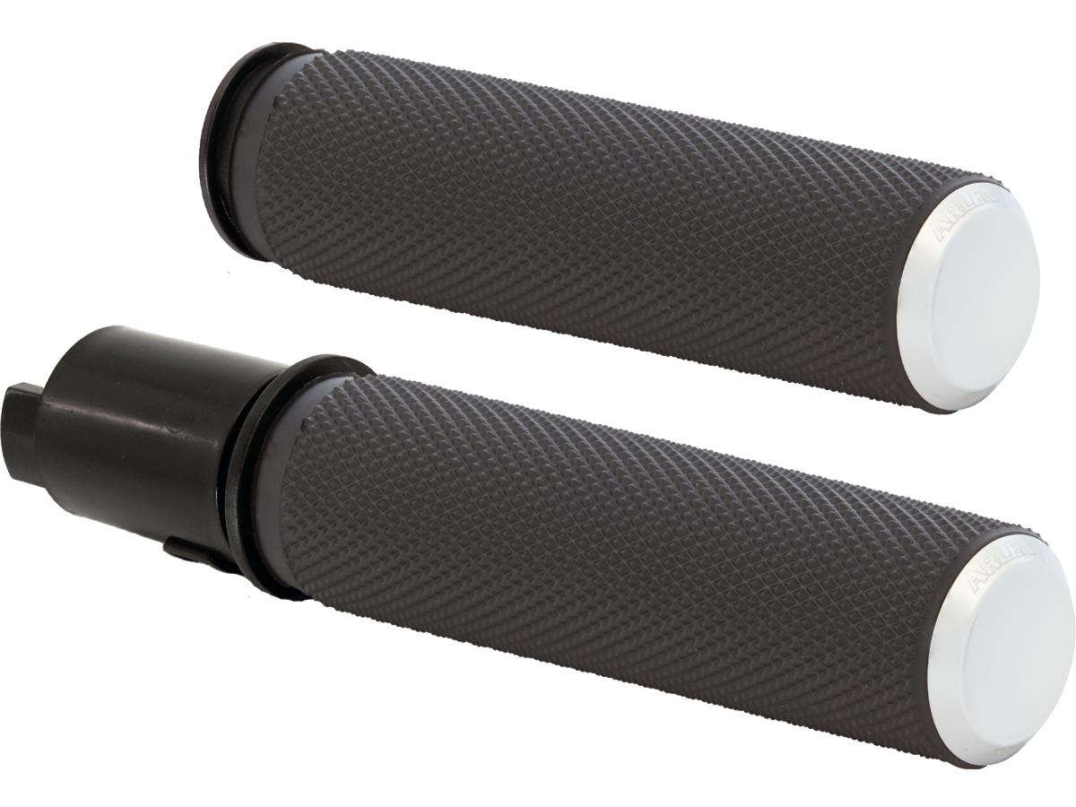 Arlen Ness Knurled Fusion Grips Black Rubber, Chrome Endcap 1" Throttle By Wire (Switch Housing Sensor) Arlen Ness Default Title