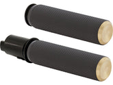 Arlen Ness Knurled Fusion Grips Black Rubber, Brass Endcap 1" Throttle By Wire (Switch Housing Sensor) Arlen Ness Default Title