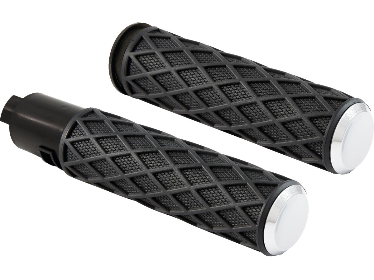 Arlen Ness Diamond Grips Black Rubber, Chrome Endcap 1" Throttle By Wire (Switch Housing Sensor) Arlen Ness Default Title