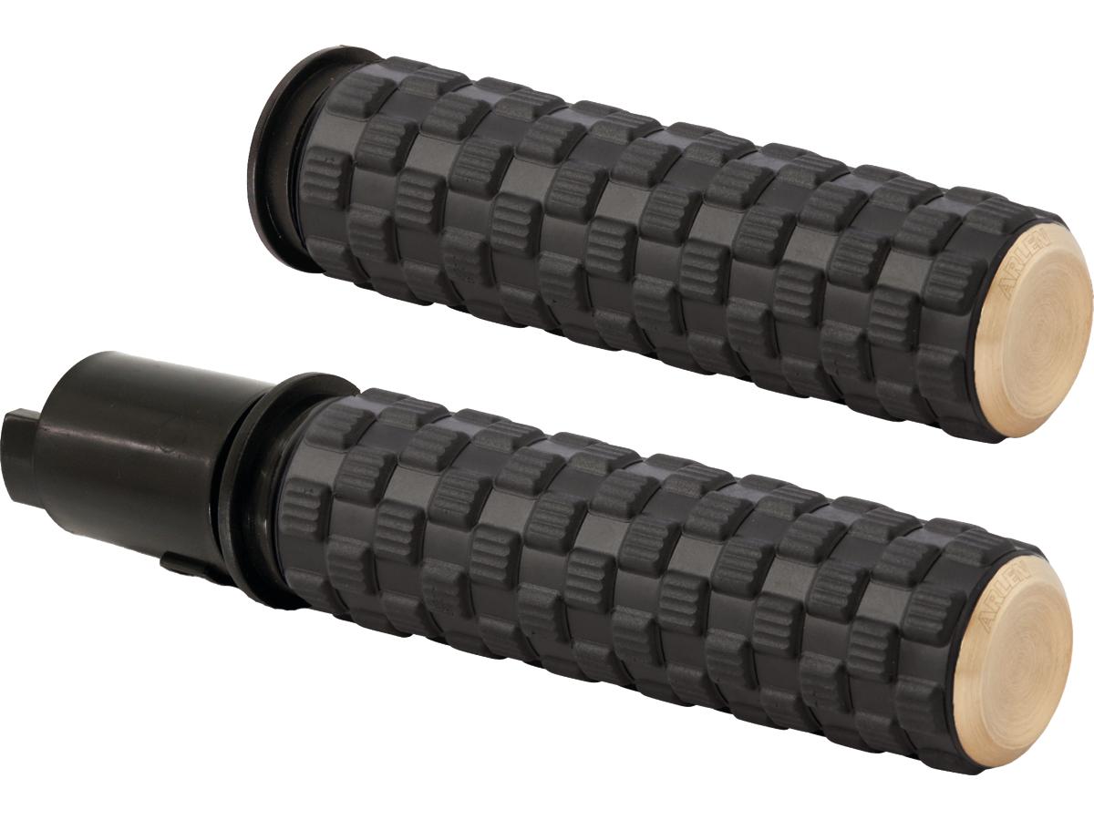 Arlen Ness Air Trax Grips Black Rubber, Brass Endcaps 1" Throttle By Wire (Switch Housing Sensor) Arlen Ness Default Title