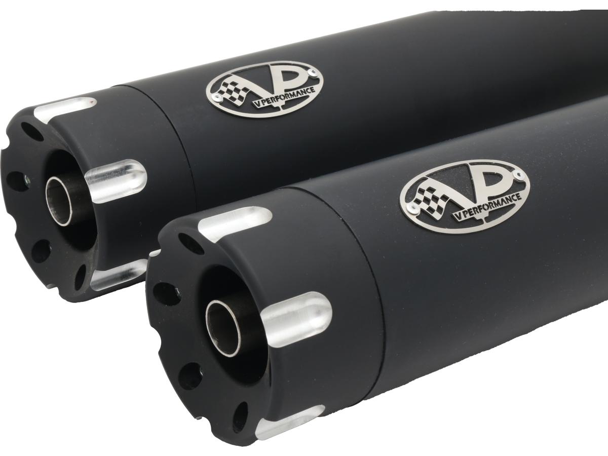 V Performance Double Slip On Muffler Set Endcap Revolver Black Ceramic Coated V Performance Default Title