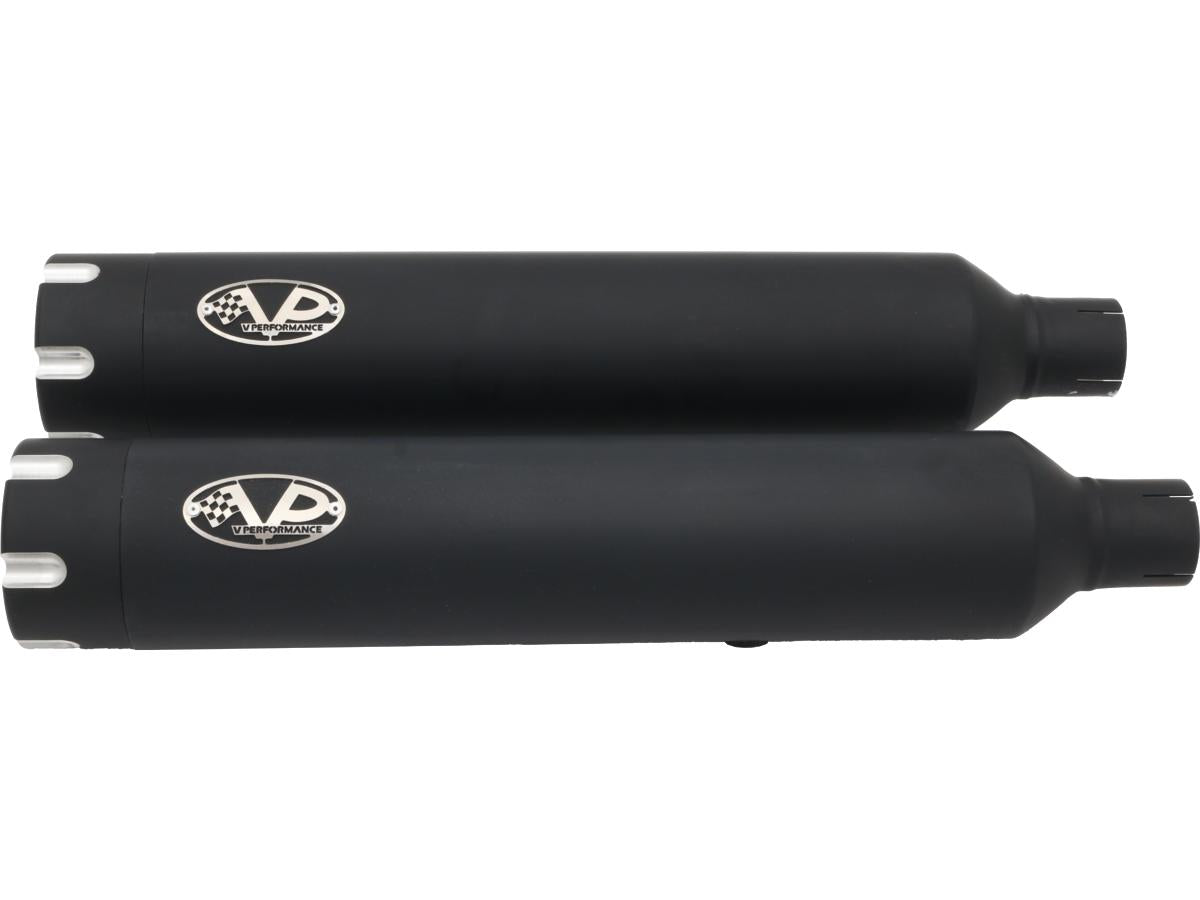 V Performance Double Slip On Muffler Set Endcap Revolver Black Ceramic Coated V Performance