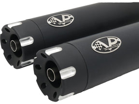 V Performance Double Slip On Muffler Set Endcap Revolver Black Ceramic Coated V Performance Default Title