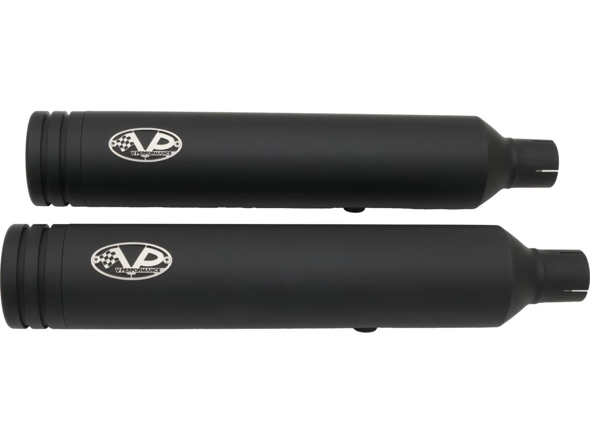 V Performance Double Slip On Muffler Set Endcap Double Ring Black Ceramic Coated V Performance Default Title