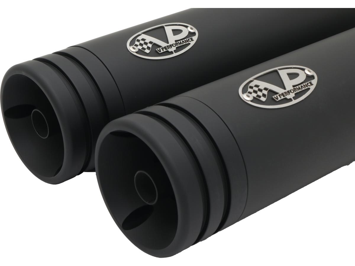 V Performance Double Slip On Muffler Set Endcap Double Ring Black Ceramic Coated V Performance