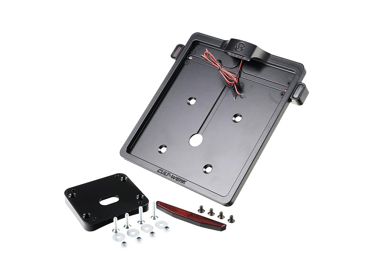 Cult Werk Mid Mount License Plate Bracket And Base Plate Kit V1, Germany: 180 X 200 Mm, With 3 In 1 Turn Signals Black Satin Cult Werk Default Title