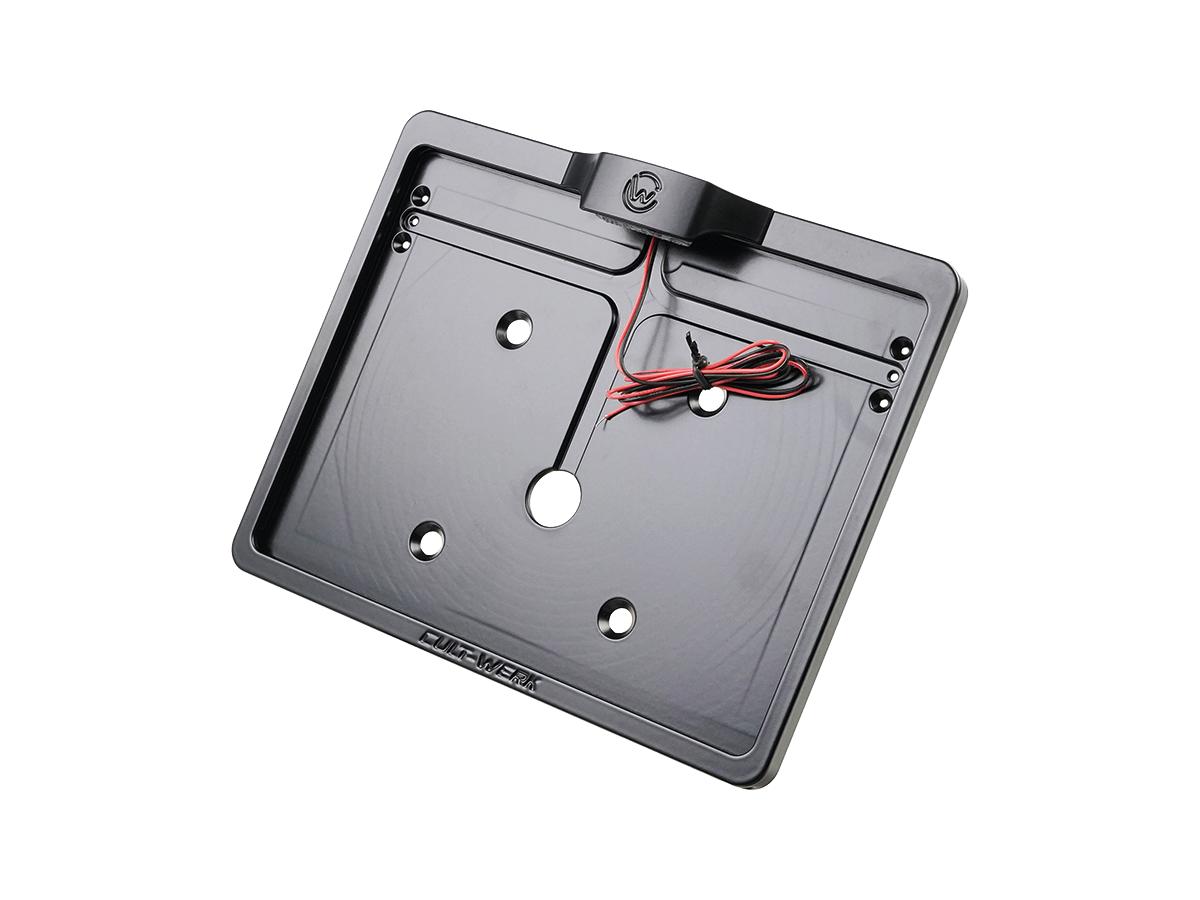 Cult Werk Mid Mount License Plate Bracket And Base Plate Kit V1, Austria: 210 X 170 Mm, Without 3 In 1 Turn Signals Black Satin Cult Werk