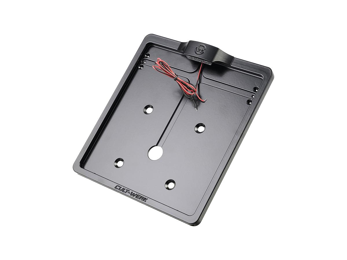 Cult Werk Mid Mount License Plate Bracket And Base Plate Kit V1, Germany: 180 X 200 Mm, Without 3 In 1 Turn Signals Black Satin Cult Werk