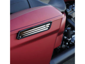 Arlen Ness Deep Cut Saddlebag Latch Covers Black Cut Anodized Arlen Ness