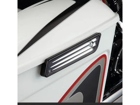 Arlen Ness Deep Cut Saddlebag Latch Covers Black Cut Anodized Arlen Ness