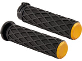Arlen Ness Diamond Grips Black Rubber, Gold Endcap 1" Throttle By Wire Arlen Ness Default Title