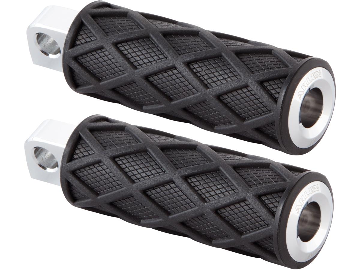 Arlen Ness Diamond Footpegs Black Rubber Peg, Chrome End Cap Male Mount Arlen Ness Default Title