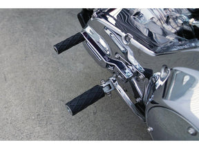Arlen Ness Diamond Footpegs Black Rubber Peg, Chrome End Cap Male Mount Arlen Ness