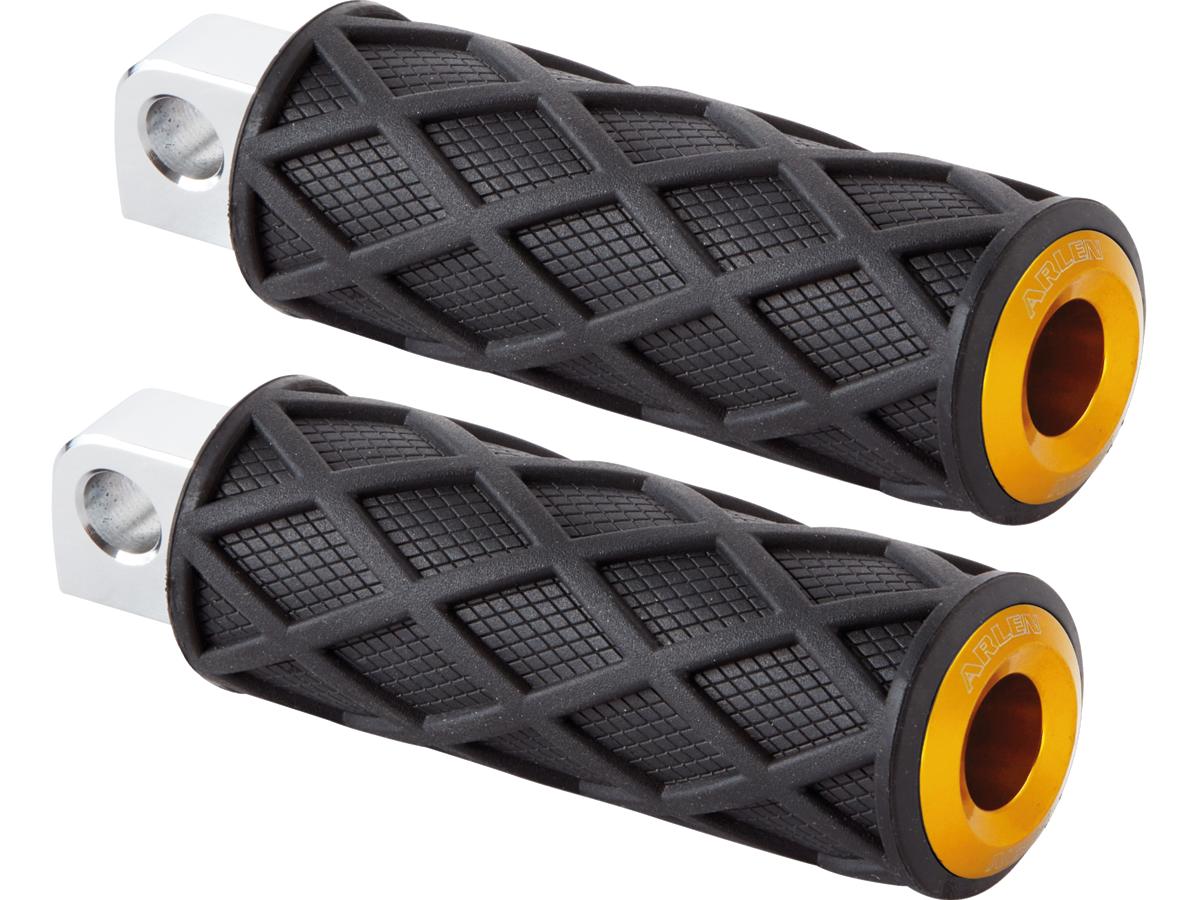 Arlen Ness Diamond Footpegs Black Rubber Peg, Gold End Cap Male Mount Arlen Ness Default Title