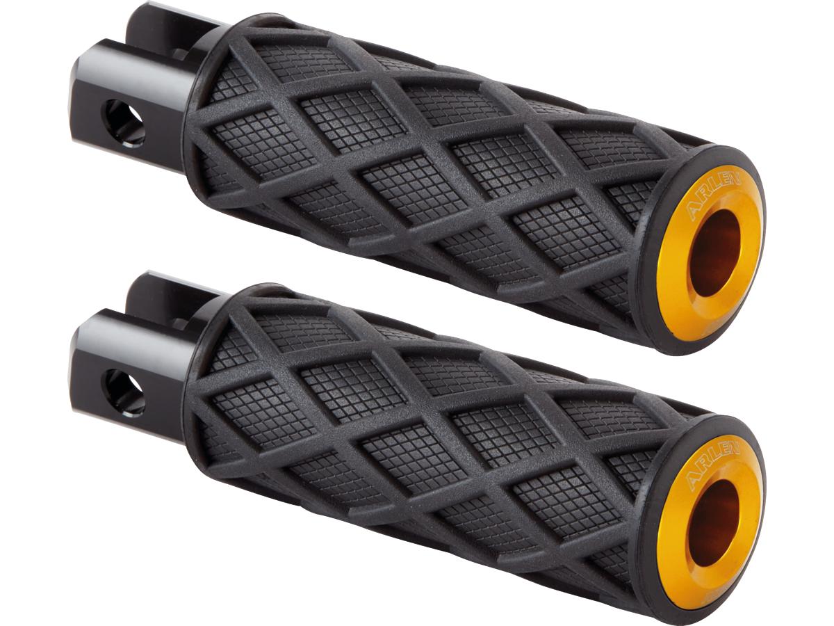 Arlen Ness Diamond Footpegs Black Rubber Peg, Gold End Cap Arlen Ness Default Title