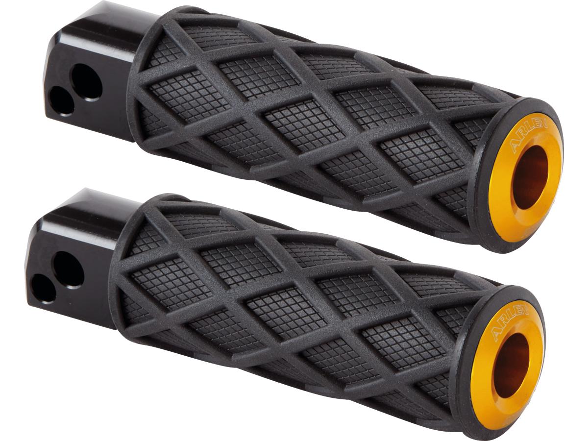 Arlen Ness Diamond Passenger Pegs Black Rubber Peg, Gold End Cap Arlen Ness Default Title